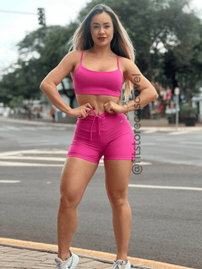Conjunto Frilled Rope Rosa Top e Legging