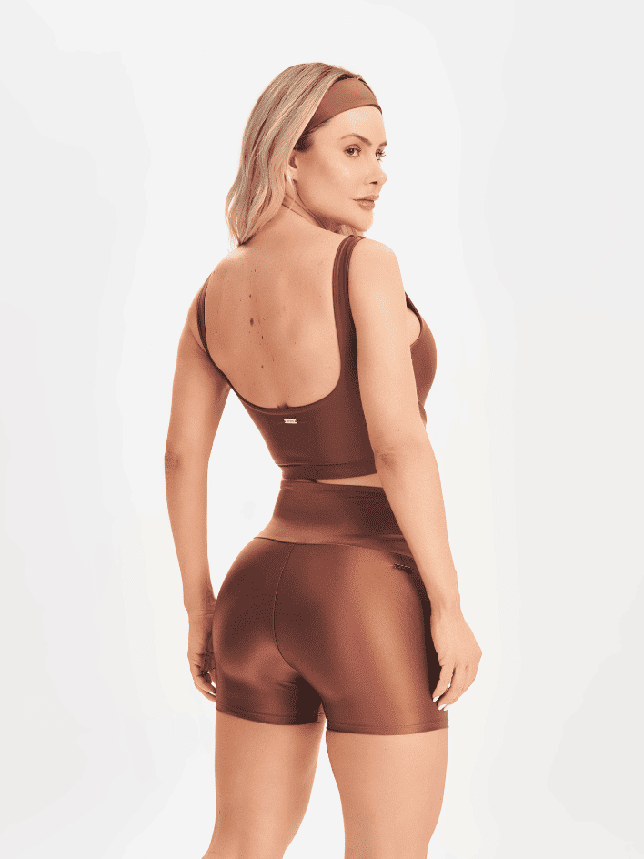 Conjunto Fatale Girl Linhado Top e Short Marrom